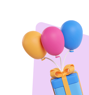 Balloons and a gift box illustration